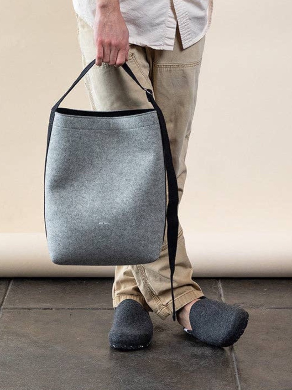 Graf Lantz Campus Merino Wool Felt Tote, Gray Shoulder Unisex Work Bag Crossbody